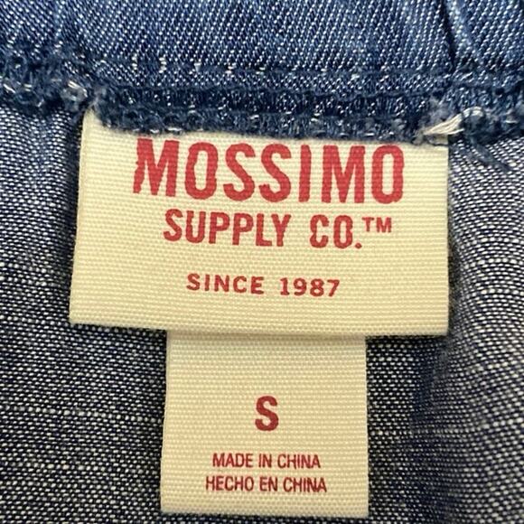 Mossimo Blue Sleeveless Tie Knit Ruffle Chambray Cami Tank Romper Shorts Size S - Picture 3 of 4